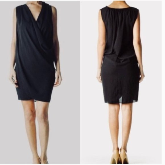 James LaCroix Cowl Shift Dress Black Size M, Draped Overlay Dress - Picture 2 of 10